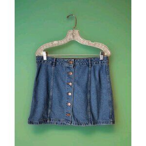 Forever 21 Skirt Large Denim Mini Button Up Cotton Summer